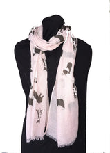 Load image into Gallery viewer, Light Pink Border Collie Dog Long Scarf with Frayed Edge
