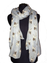 Load image into Gallery viewer, Pamper Yourself Now Light Blue French Bulldog Dog Long Scarf
