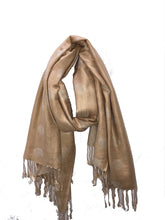 Load image into Gallery viewer, Dark beige with light beige spots Pashmina Style Scarf Lovely Summer wrap
