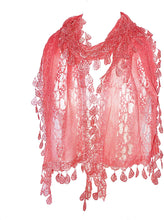 Load image into Gallery viewer, Pamper yourself Bright Orange Leaf Lace Scarf

