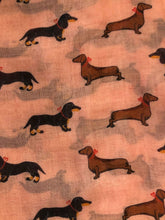 Load image into Gallery viewer, Dachshund dog with bow ladies long scarf
