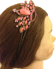 Load image into Gallery viewer, Pink/peachy crown design aliceband, headband with pretty stone
