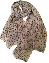 Load image into Gallery viewer, Pamper Yourself Now White with Black Small Star Design Long Scarf
