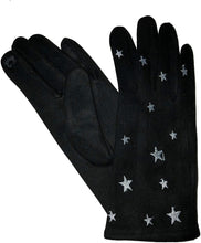 Load image into Gallery viewer, G1908 Very stylish Ladies gloves with white embroidered stars, great present/gift.
