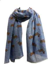 Load image into Gallery viewer, Corgi scarf with frayed edge great for present/gifts.

