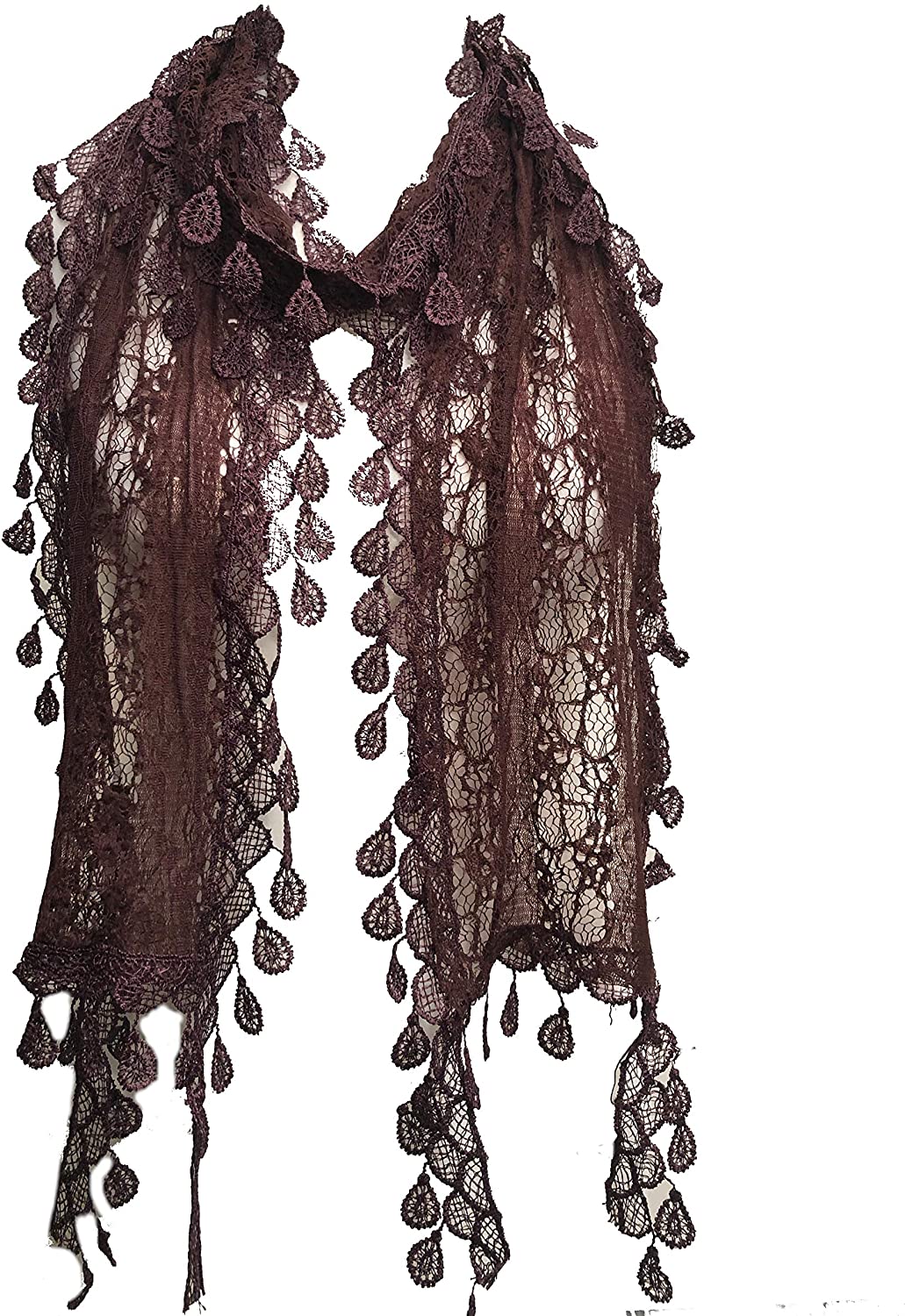 Pamper yourself Brown Leaf Lace Scarf