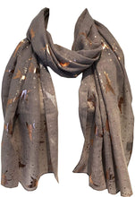 Load image into Gallery viewer, Pamper Yourself Now Light Grey with Gold Fairy Design Long Scarf/wrap
