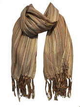 Load image into Gallery viewer, Pamper Yourself Now Beige Multi Coloured Striped Ladies Scarf/wrap
