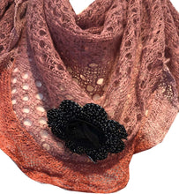 Load image into Gallery viewer, Pamper Yourself Now Middle Pink with Pink Trim and Black Flower Triangle Scarf
