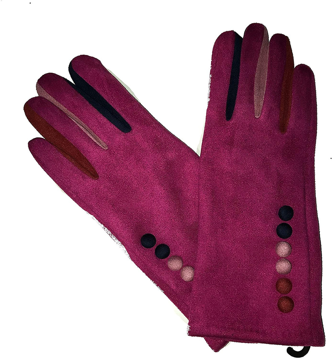 G1925 Plain fuchsia pink ladies Gloves with a splash of colour between the fingers