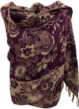 Load image into Gallery viewer, Purple Flower Design Women&#39;s Pashmina/Scarf/wrap. Lovely Present/Gift for Any Lady in Your Life.
