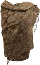 Load image into Gallery viewer, Pamper Yourself Now Brown Paisley Shiny Design Pashmina Ladies Soft Oversized London Fashion Scarf wrap
