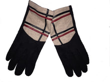 Load image into Gallery viewer, G1603 Black with cream/red ladies Gloves. One size
