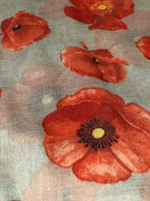 Load image into Gallery viewer, Pamper Yourself Now Bluey Grey Poppy Design Long Scarf, Great for Presents/Gifts.
