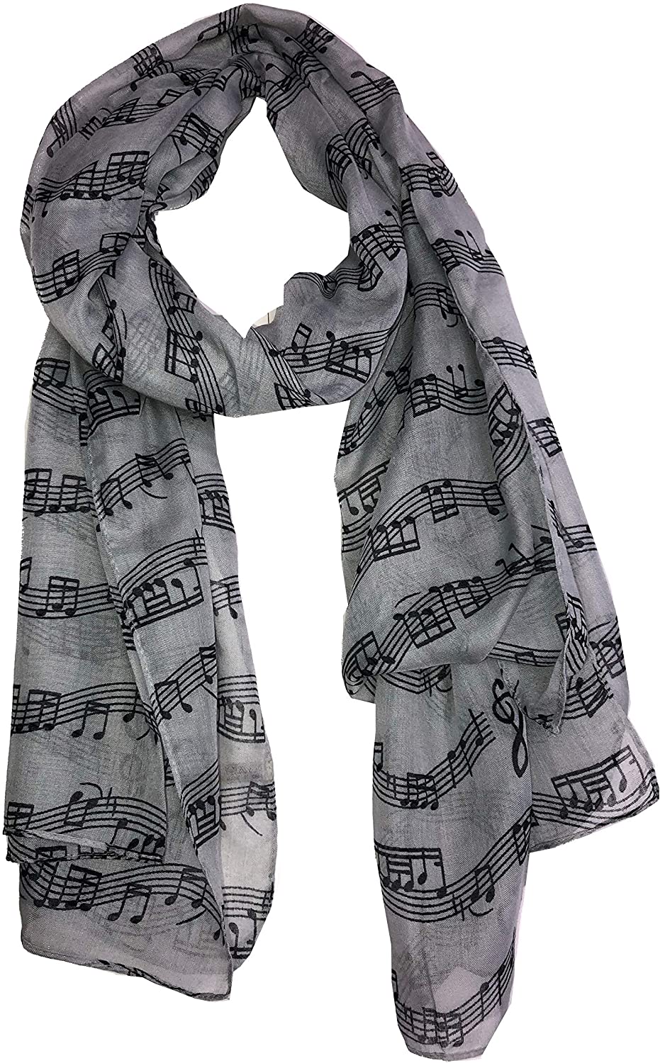 Pamper Yourself Now Big Scarf, Grey with Black Music Notes Print Scarf. Lovely Warm Winter Scarf Fantastic Gift