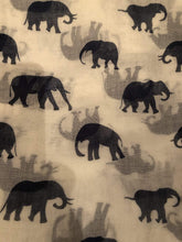 Load image into Gallery viewer, Cream/white with navy elephant scarf
