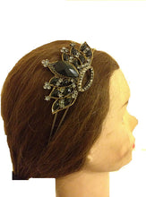 Load image into Gallery viewer, Black crown design aliceband, headband with pretty stone
