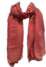 Load image into Gallery viewer, Pamper Yourself Now Red with White Stripes Long Soft Scarf
