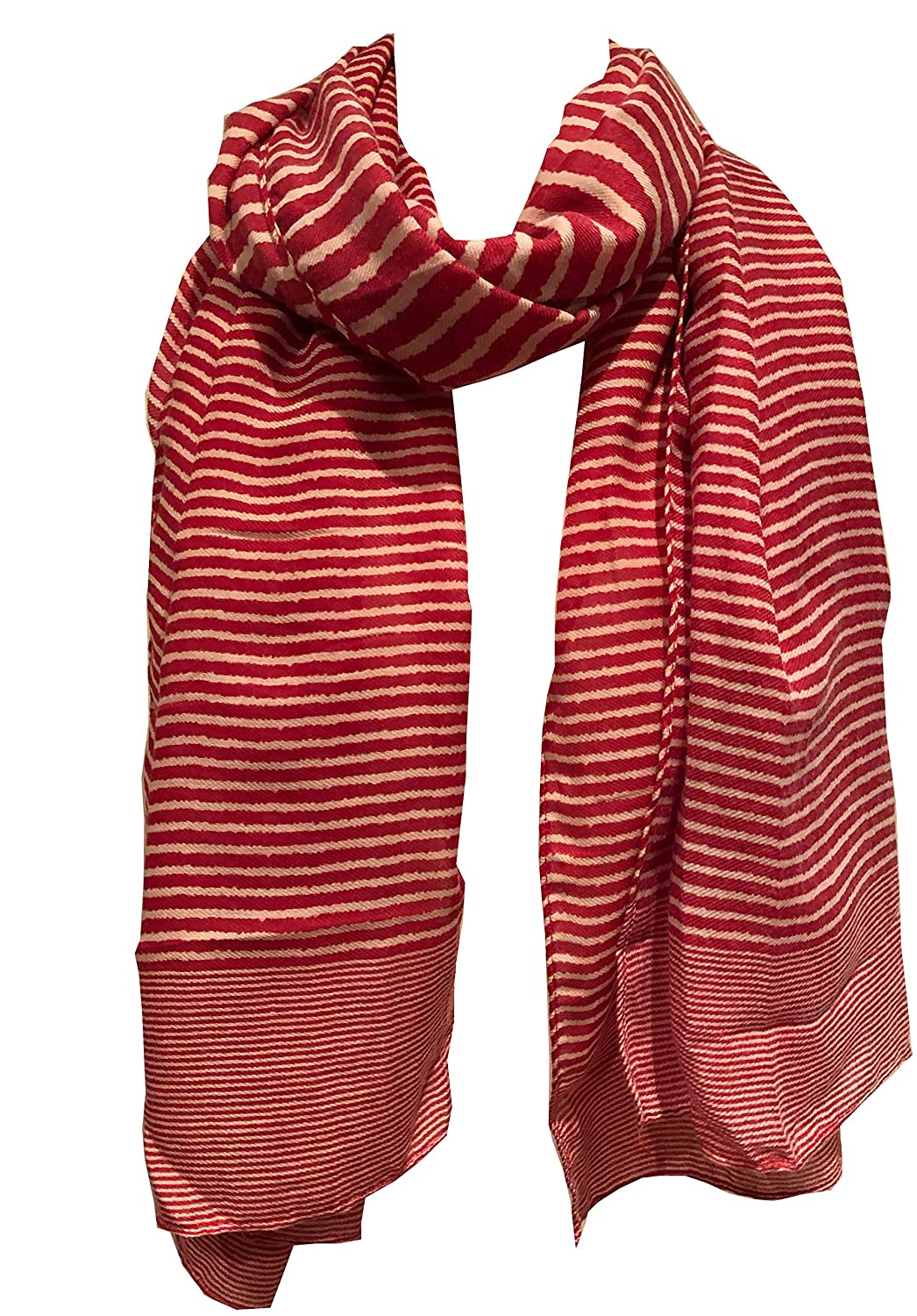 Pamper Yourself Now Red with White Stripes Long Soft Scarf
