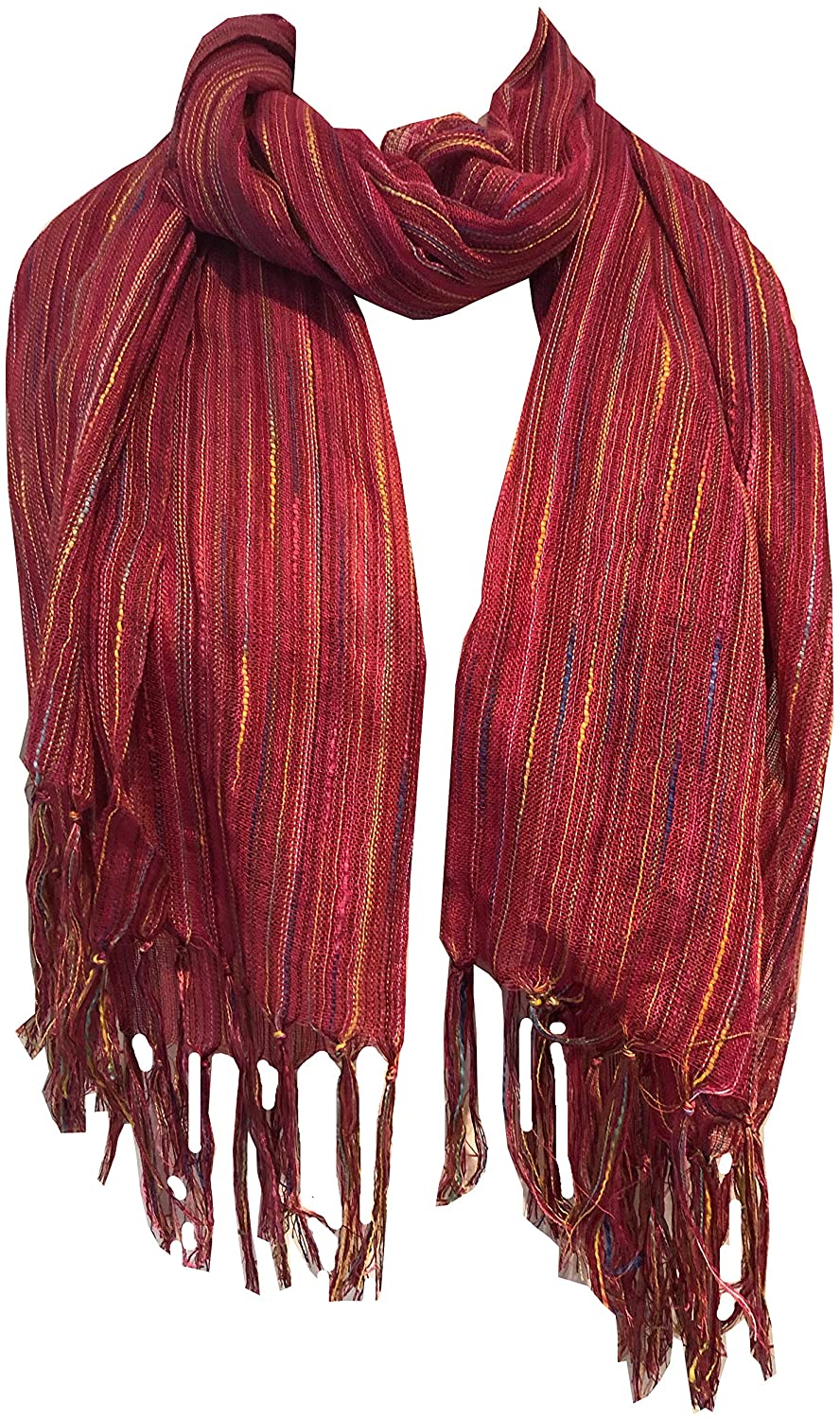 Pamper Yourself Now Dark Pink Multi Coloured Striped Ladies Scarf/wrap