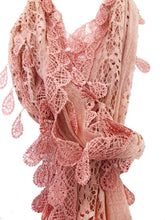 Load image into Gallery viewer, Pamper yourself Peach Leaf Lace Scarf
