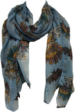 Load image into Gallery viewer, Light blue colourful daisy scarf Lovely soft scarf
