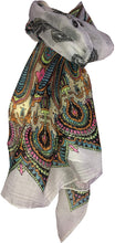 Load image into Gallery viewer, Pamper Yourself Now White with Bright Coloured Paisley Long Scarf, Soft Ladies Fashion London
