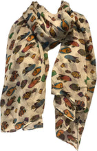 Load image into Gallery viewer, Pamper Yourself Now Cream Fish Scarf with Tropical Fish
