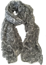 Load image into Gallery viewer, Pamper Yourself Now Grey with White sea Waves Scarf/wrap
