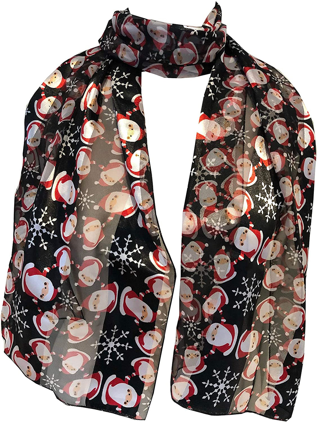 Pamper Yourself Now Black Father Christmas Design Scarf Thin Pretty Christmas Scarf