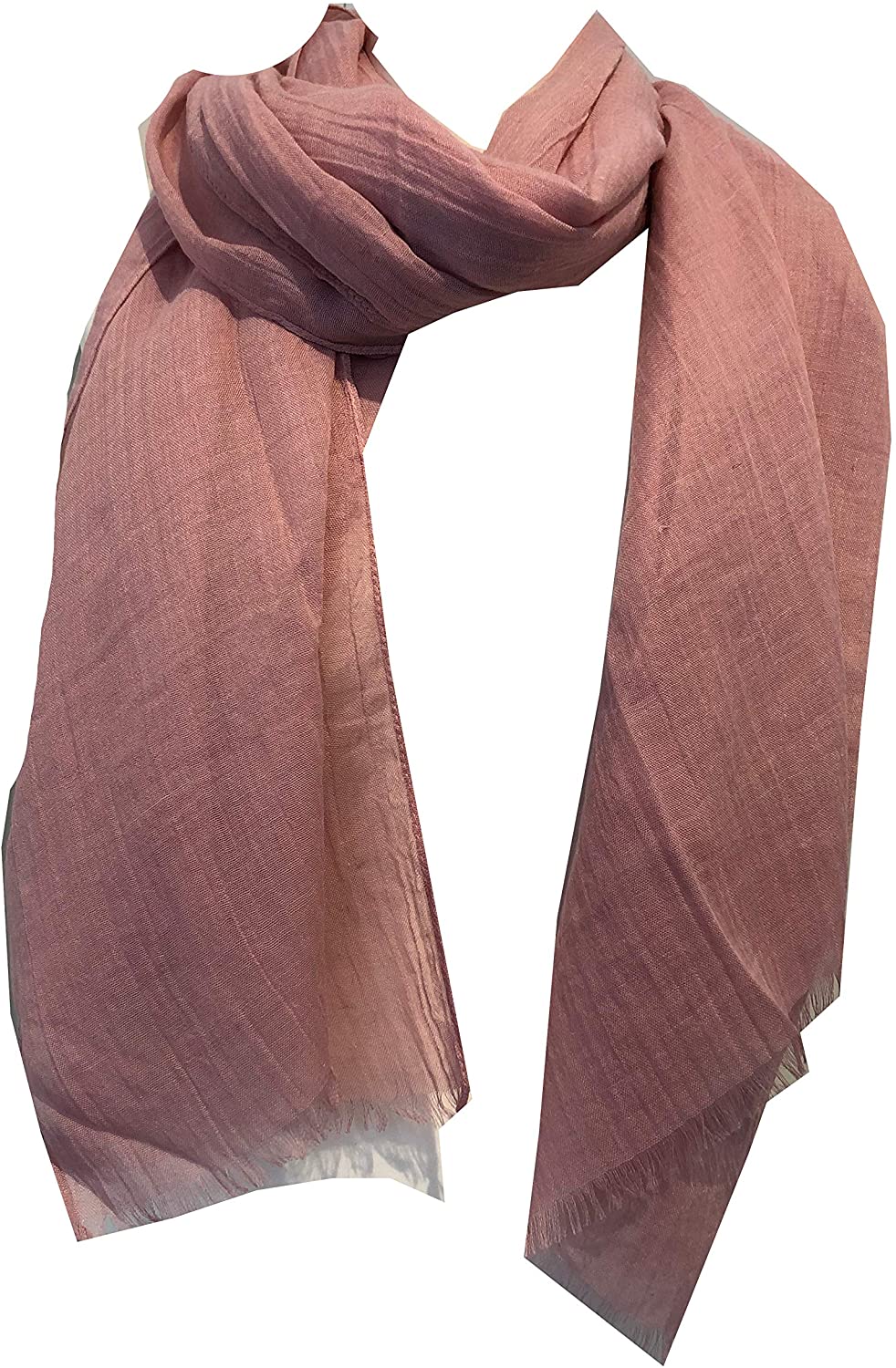 Baby pink plain soft long Scarf/wrap with frayed edge
