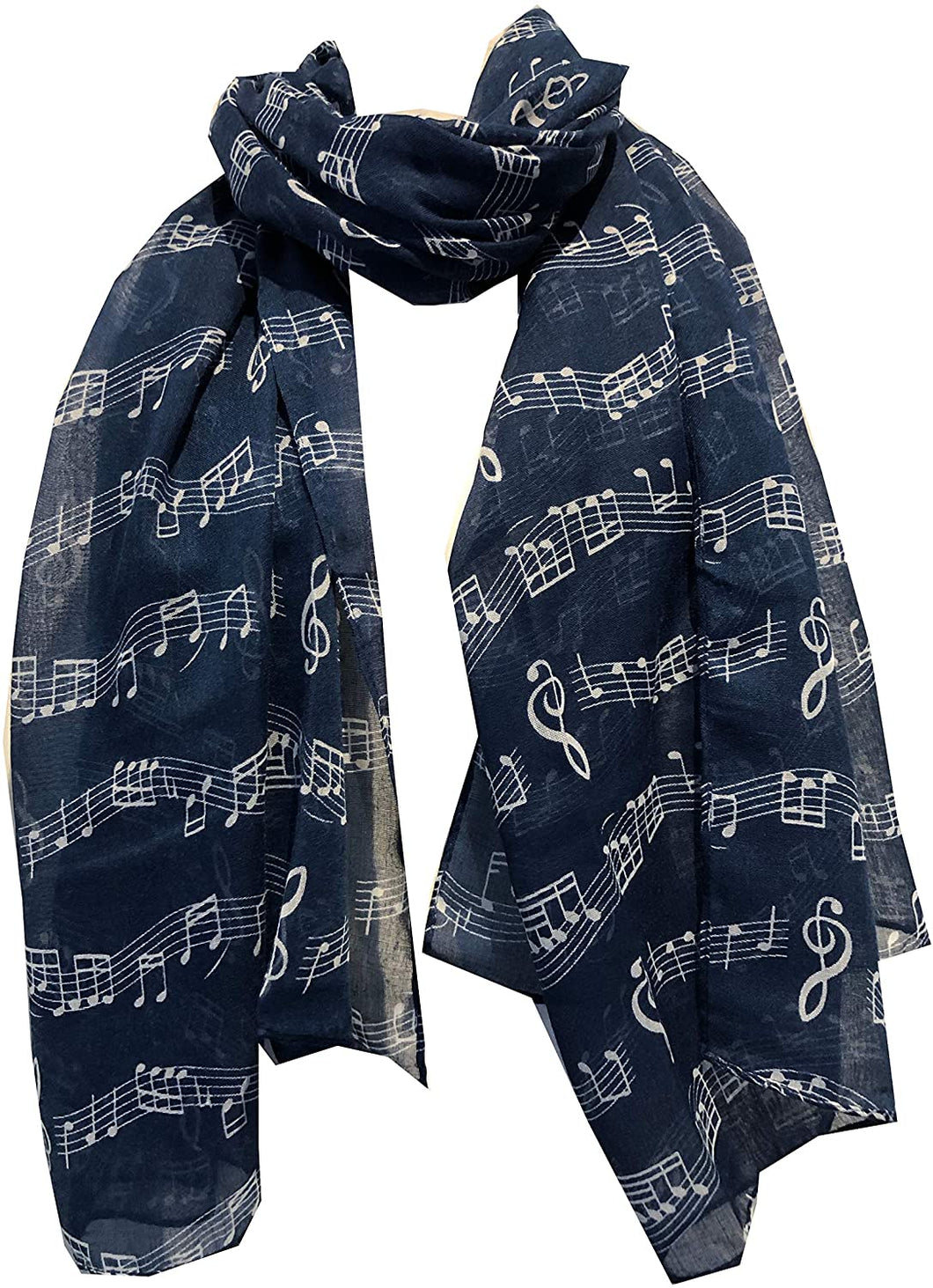 Pamper Yourself Now Big Scarf, Blue with White Music Notes Print Scarf. Lovely Warm Winter Scarf Fantastic Gift