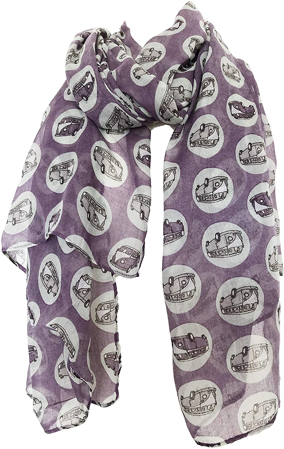 VW campervan design ladies long scarf, great for present/gifts. (Purple)