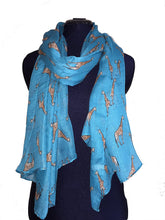 Load image into Gallery viewer, Teal giraffe long soft scarf
