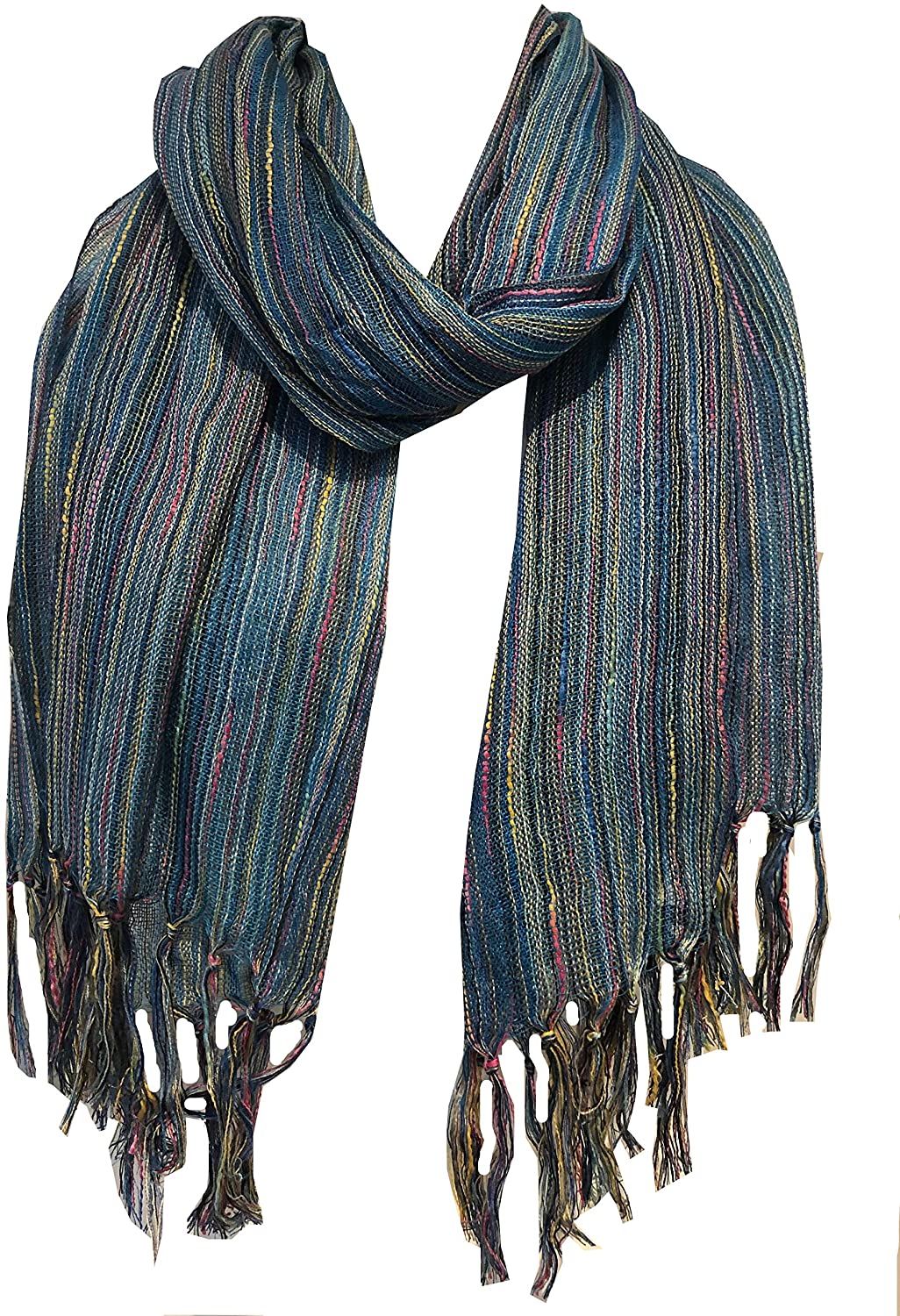 Pamper Yourself Now Blue Multi Coloured Striped Ladies Scarf/wrap