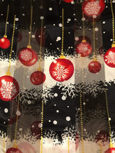 Load image into Gallery viewer, Pamper Yourself Now Black with red Ball Baubles Thin Pretty Christmas Scarf
