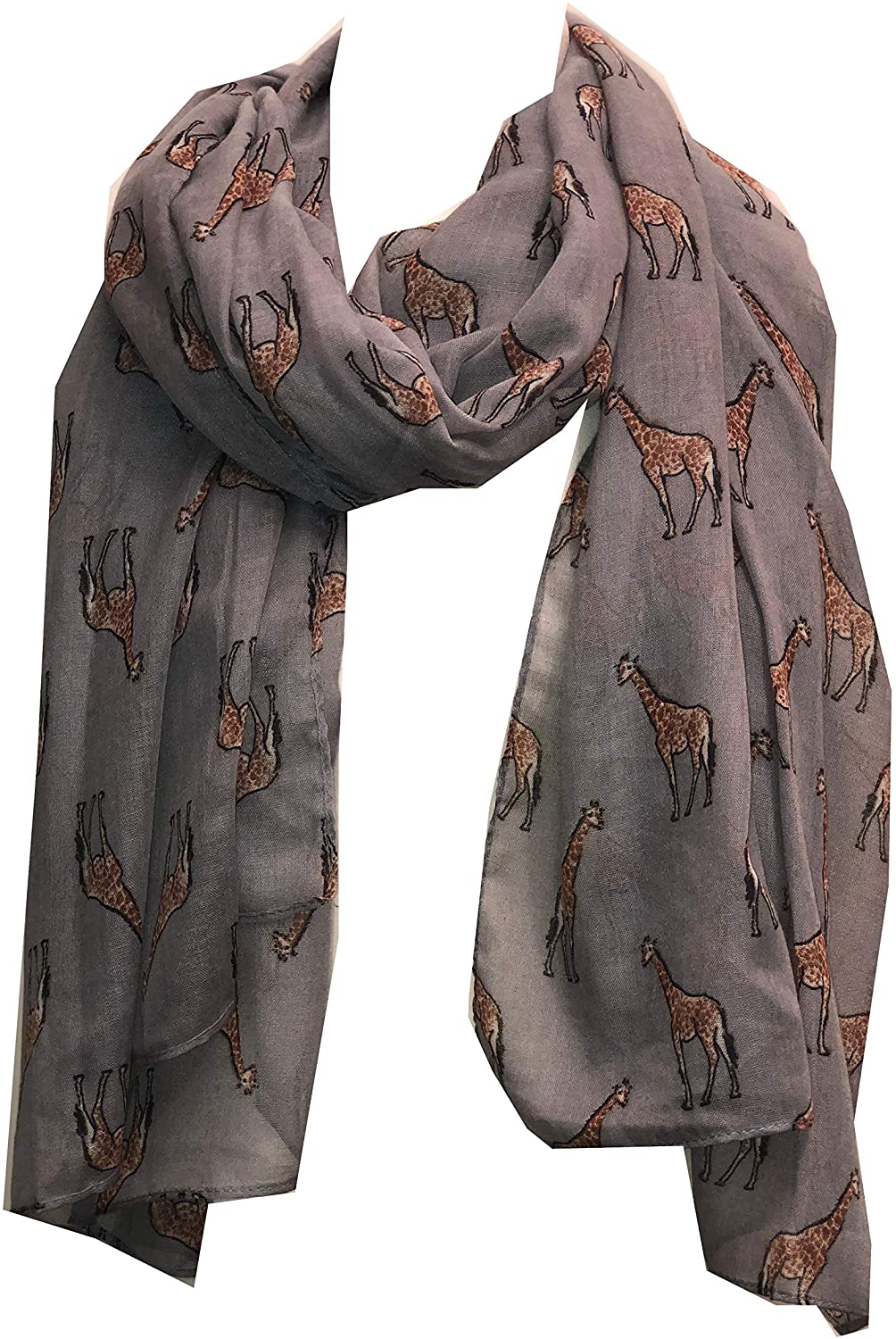 Grey giraffe long soft scarf