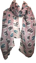 Load image into Gallery viewer, Light pink with VW campervan design scarf long scarf
