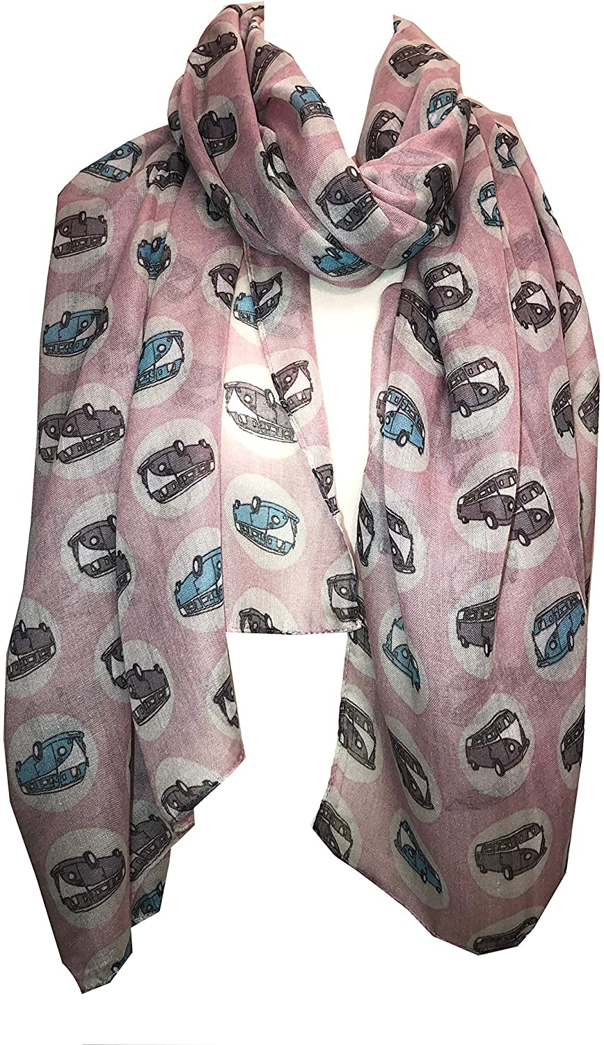 Light pink with VW campervan design scarf long scarf