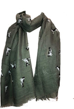 Load image into Gallery viewer, Green German Shepherd Design Long Scarf/wrap
