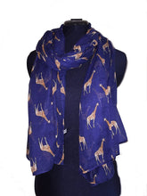 Load image into Gallery viewer, Navy giraffe long soft scarf
