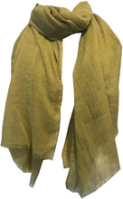 Load image into Gallery viewer, Pamper Yourself Now Mustard Plain Soft Long Scarf/wrap with Frayed Edge
