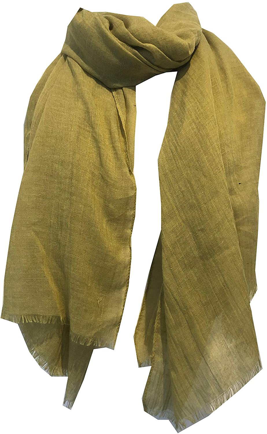 Pamper Yourself Now Mustard Plain Soft Long Scarf/wrap with Frayed Edge