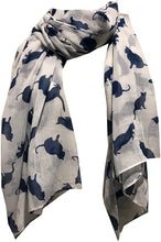 Load image into Gallery viewer, Creamy White with Navy Cats Scarf for owmen

