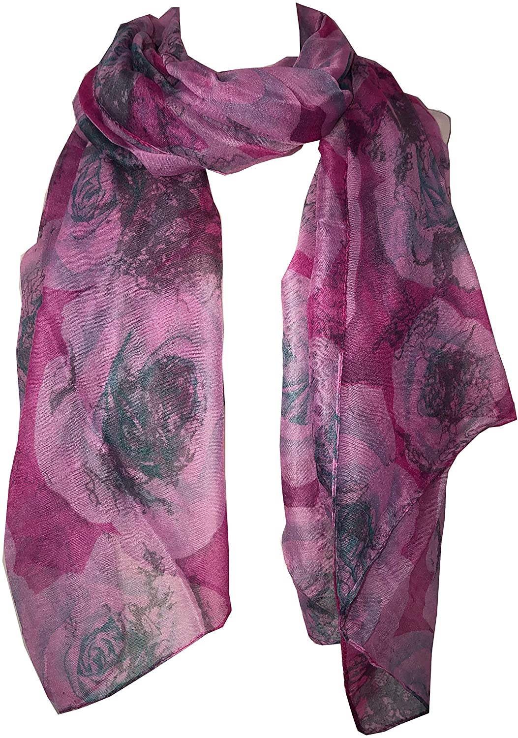 Pink with Pink Big Roses Design Scarf