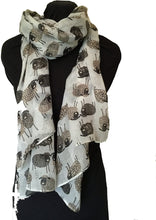 Load image into Gallery viewer, Pamper Yourself Now White Sketched Sheep Design Long Scarf, Soft Ladies Fashion London
