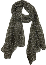 Load image into Gallery viewer, Dark brown with white small star design long scarf

