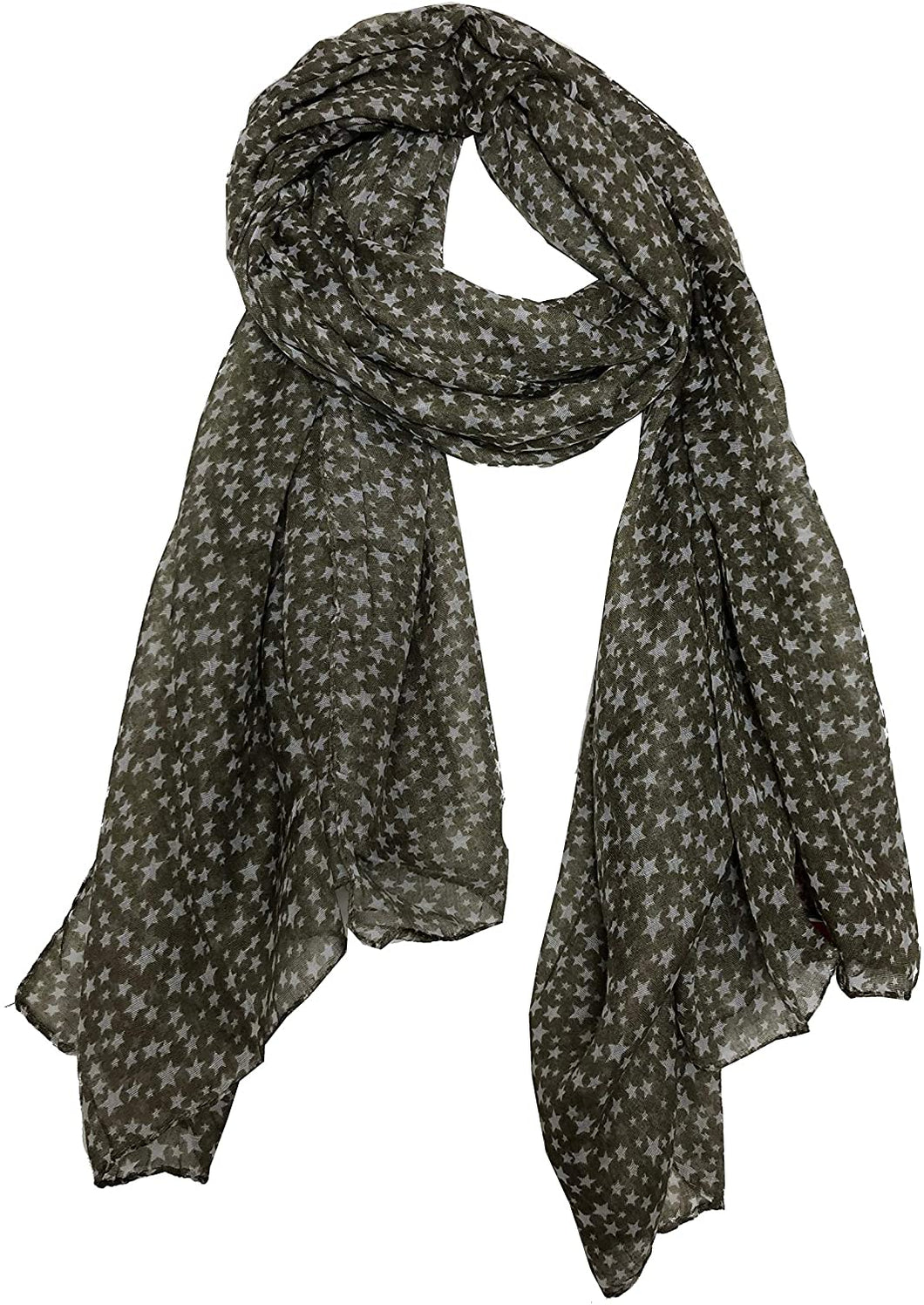 Dark brown with white small star design long scarf