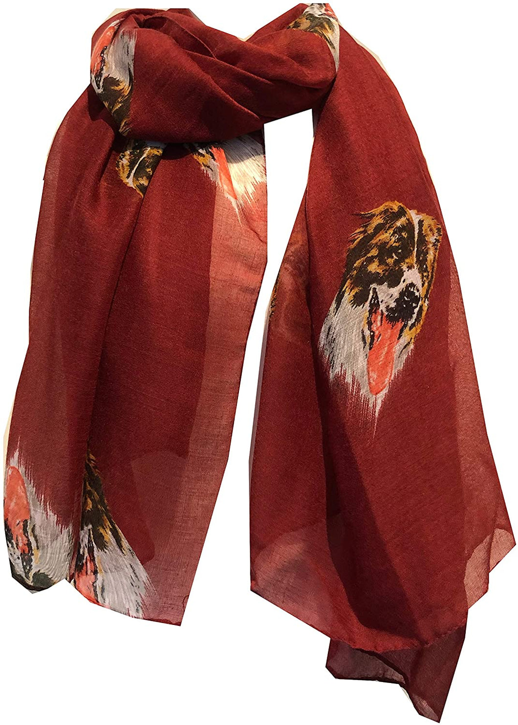Ladies St bernard dog design long thick Scarf, great present/gifts (red)