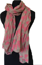 Load image into Gallery viewer, Pamper Yourself Now Beige with Pink Embossed Trees Design Scarf. Lovely Long Ladies Scarf
